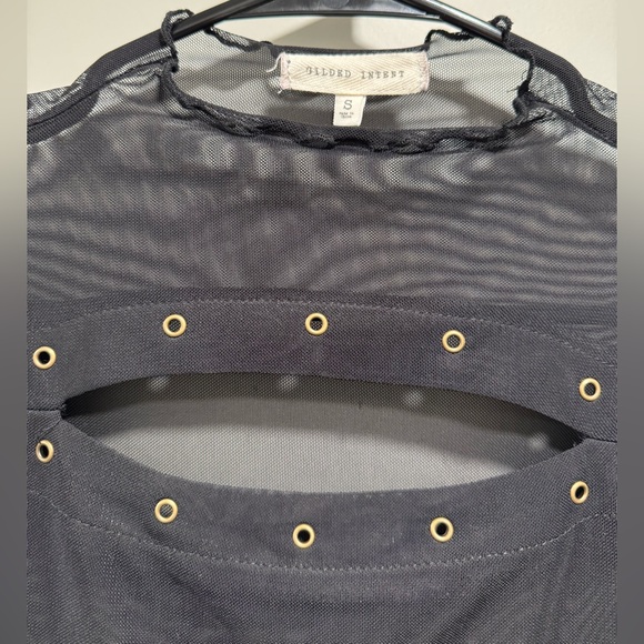 Gilded Intent Black Cut-Out Mesh Top - Picture 6 of 6